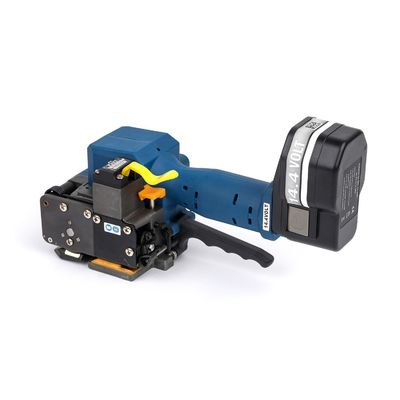 Warna Biru dan Hitam Tersedia 3000N Daya Ketegangan Li-ion Alat Rechargeable Strapping dengan Baterai Back Up